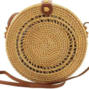 HANDMADE Round RATTAN Bag (Natural Color)